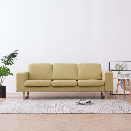 vidaXL 3-osobowa sofa tapicerowana tkaniną, zielona