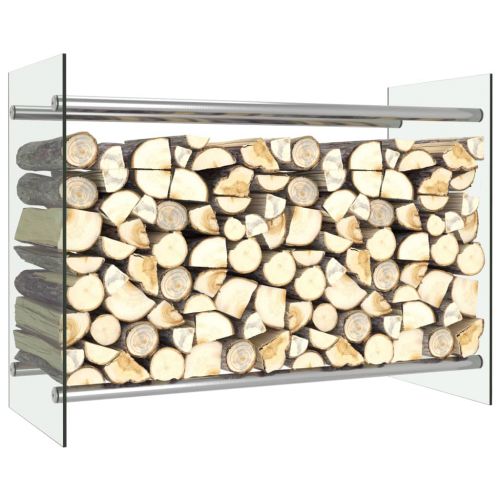 vidaXL Stojak na drewno opałowe, przezroczysty, 80x35x60 cm, szklany