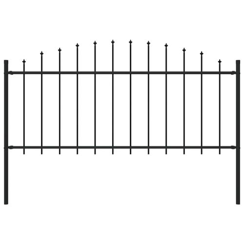 vidaXL Panel ogrodzeniowy z grotami (0,5-0,75) x 1,7 m, stal, czarny