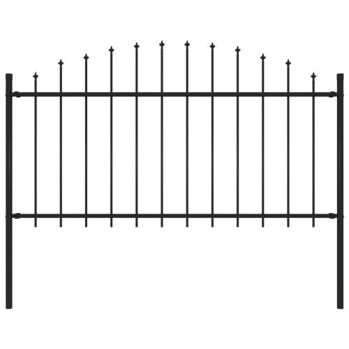 vidaXL Panel ogrodzeniowy z grotami, stal, (1,25-1,5) x 1,7 m, czarny