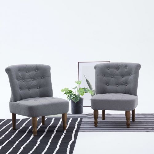 vidaXL Krzesło w stylu francuskim, szare, materiałowe