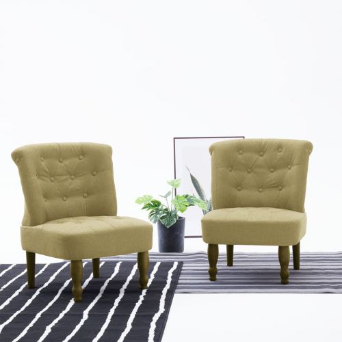 vidaXL Krzesła w stylu francuskim, 2 szt., zielone, materiałowe