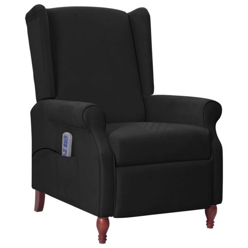 vidaXL Rozkładany fotel masujący, czarny, tkanina