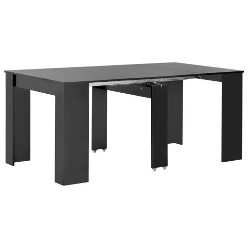 vidaXL Rozkładany stół jadalniany, wysoki połysk, czarny, 175x90x75 cm