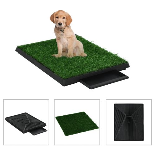 vidaXL Toalety dla zwierząt z tacą i sztuczną trawą, 2 szt, 63x50x7 cm