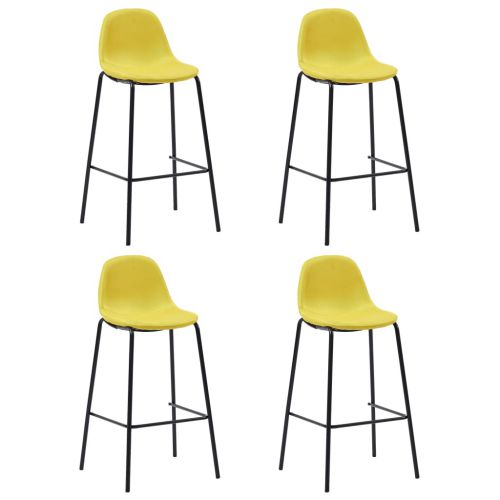 vidaXL Krzesła barowe, 4 szt., żółte, tapicerowane tkaniną