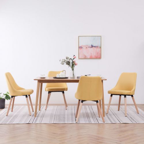 vidaXL Krzesła do jadalni, 4 szt., żółte, tapicerowane tkaniną