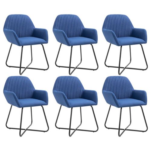 vidaXL Krzesła do jadalni, 6 szt., niebieskie, tapicerowane tkaniną