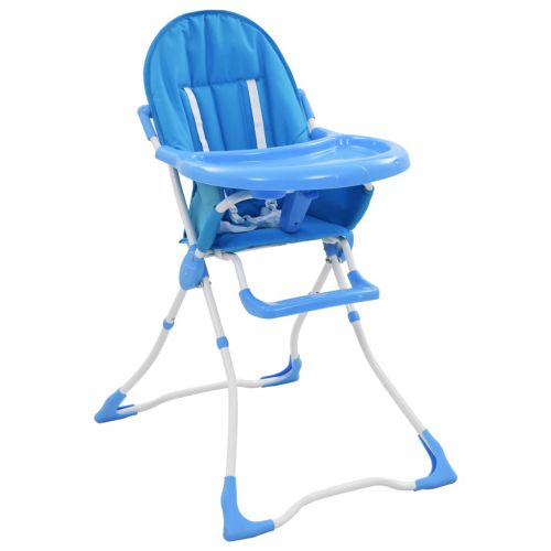 vidaXL Krzesełko do karmienia dzieci, niebiesko-białe