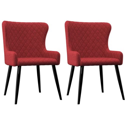 vidaXL Krzesła do jadalni, 2 szt., burgundowe, tapicerowane tkaniną