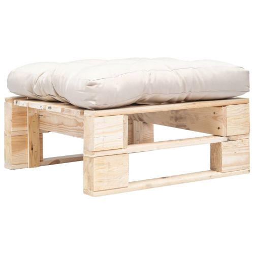 vidaXL Ogrodowy puf z palet, piaskowa poduszka, naturalne drewno