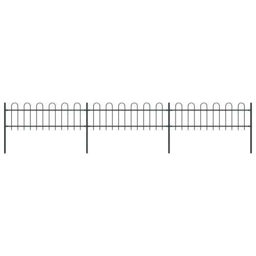 vidaXL Ogrodzenie z zaokrąglonymi końcami, stalowe, 5,1x0,6 m, czarne