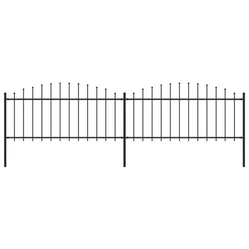 vidaXL Panele ogrodzeniowe z grotami, stal, (0,5-0,75) x 3,4 m, czarne