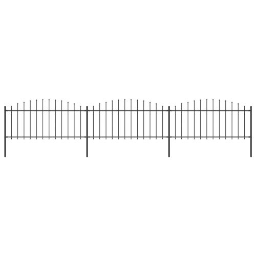 vidaXL Panele ogrodzeniowe z grotami, stal, (0,5-0,75) x 5,1 m, czarne