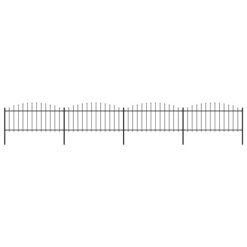 vidaXL Panele ogrodzeniowe z grotami, stal, (0,5-0,75) x 6,8 m, czarne