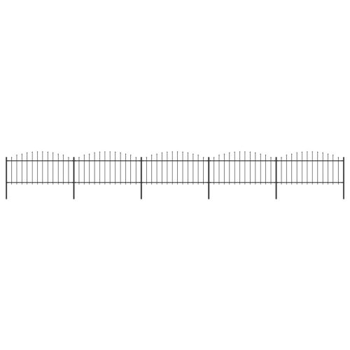 vidaXL Panele ogrodzeniowe z grotami, stal, (0,5-0,75) x 8,5 m, czarne