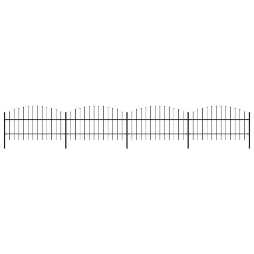 vidaXL Panele ogrodzeniowe z grotami, stal, (0,75-1) x 6,8 m, czarne