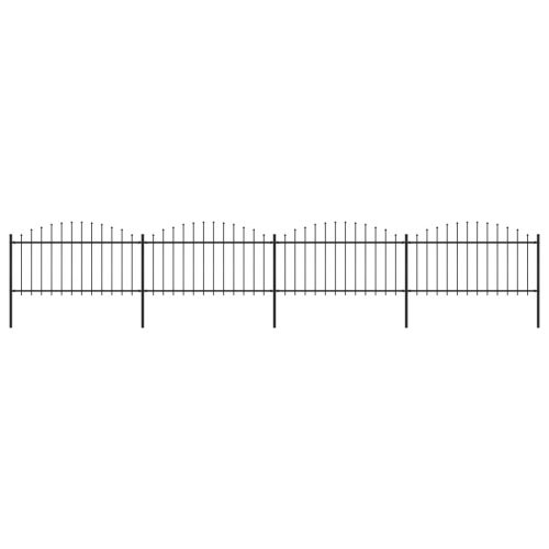 vidaXL Panele ogrodzeniowe z grotami, stal, (1,25-1,5) x 6,8 m, czarne