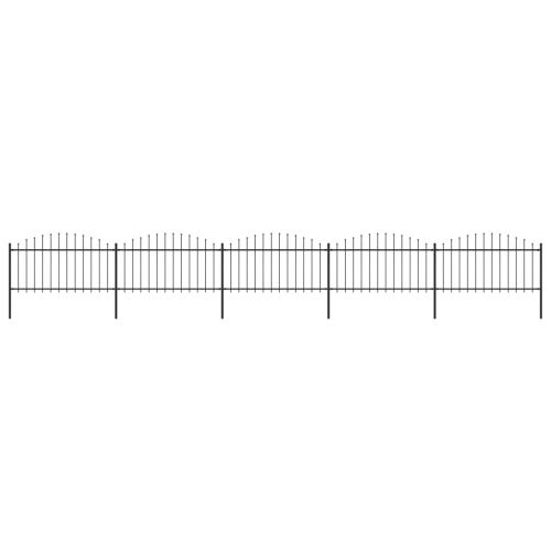 vidaXL Panele ogrodzeniowe z grotami, stal, (1,25-1,5) x 8,5 m, czarne