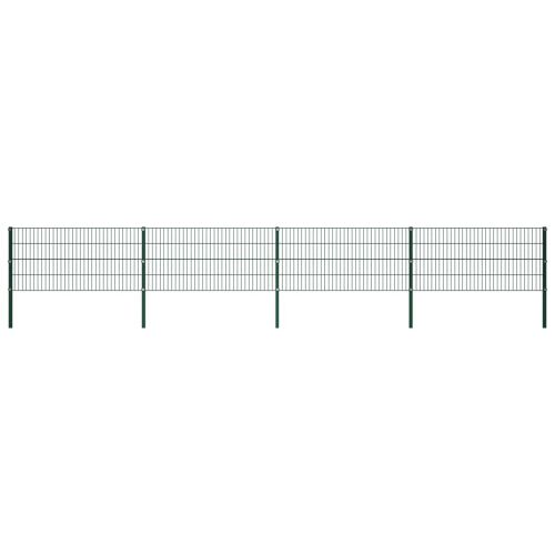 vidaXL Panel ogrodzeniowy ze słupkami, żelazny, 6,8 x 0,8 m, zielony