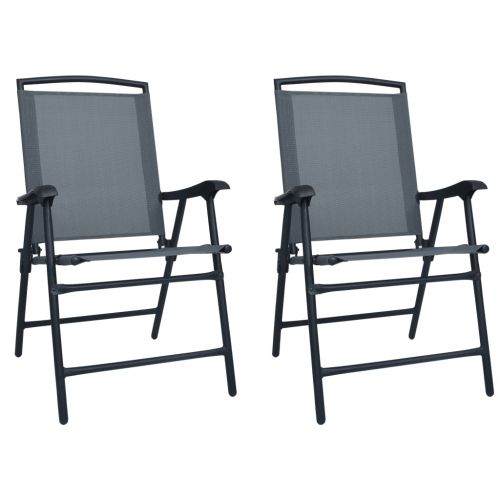 vidaXL Składane krzesła ogrodowe, 2 szt., tworzywo textilene, szare
