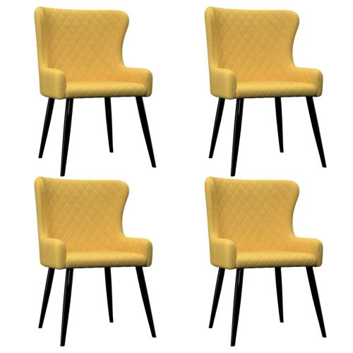 vidaXL Krzesła do jadalni, 4 szt., żółte, tapicerowane tkaniną