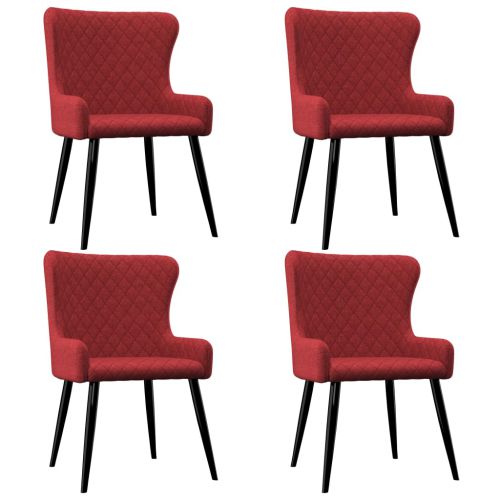 vidaXL Krzesła do jadalni, 4 szt., burgundowe, tapicerowane tkaniną