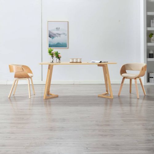 vidaXL Krzesła do jadalni, 2 szt., kremowe, gięte drewno i ekoskóra