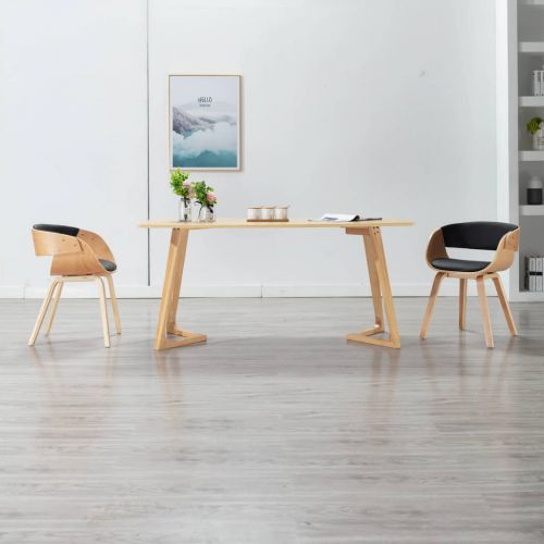 vidaXL Krzesła do jadalni, 2 szt., czarne, gięte drewno i ekoskóra