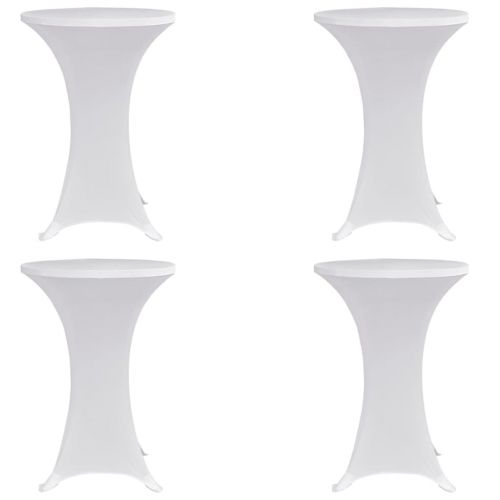 vidaXL Pokrowce na stół barowy, Ø 80 cm, białe, elastyczne, 4 szt.