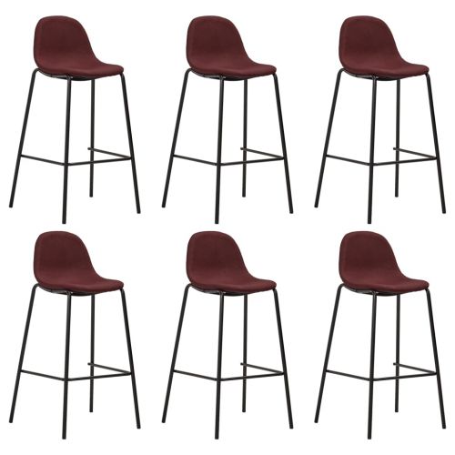 vidaXL Krzesła barowe, 6 szt., kolor wina, tkanina