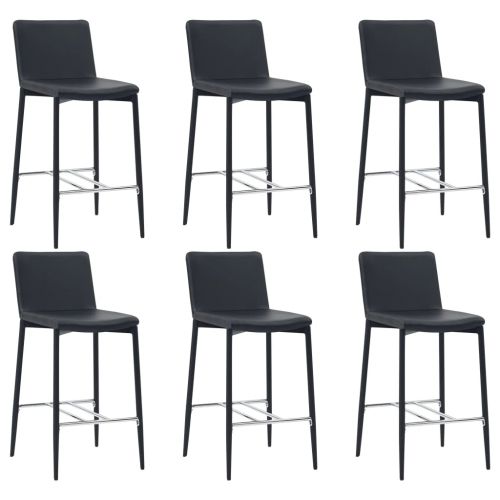 vidaXL Krzesła barowe, 6 szt., czarne, sztuczna skóra