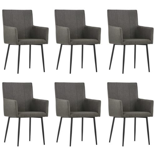 vidaXL Krzesła stołowe z podłokietnikami, 6 szt., taupe, tkanina