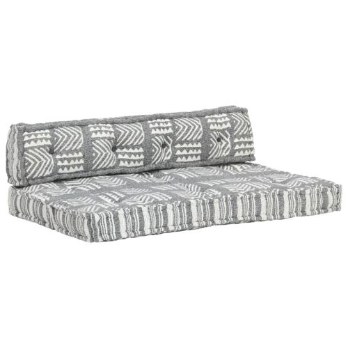 vidaXL Sofa z poduszek na paletę, tkanina, szary patchwork