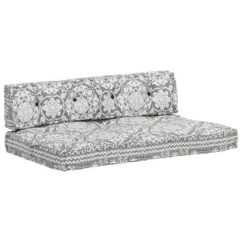 vidaXL Sofa z poduszek na paletę, tkanina, jasnoszary patchwork