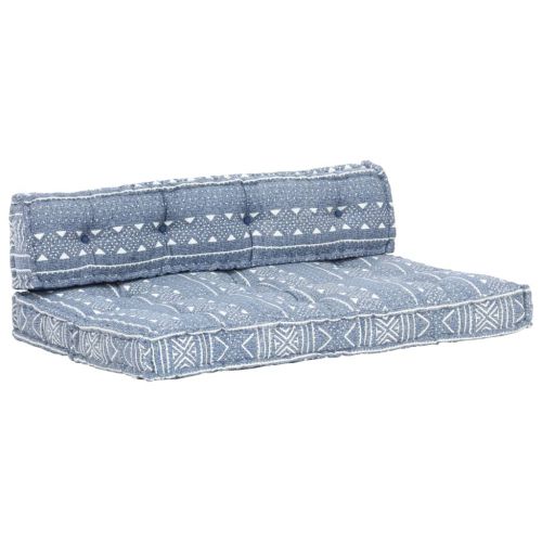 vidaXL Sofa z poduszek na paletę, tkanina, indygo patchwork