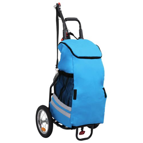 vidaXL Składana przyczepka rowerowa z torbą na zakupy niebiesko-czarna
