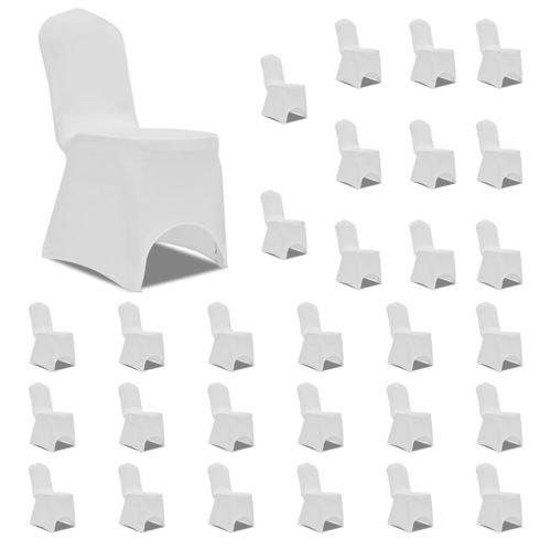 vidaXL Elastyczne pokrowce na krzesła, białe, 30 szt.