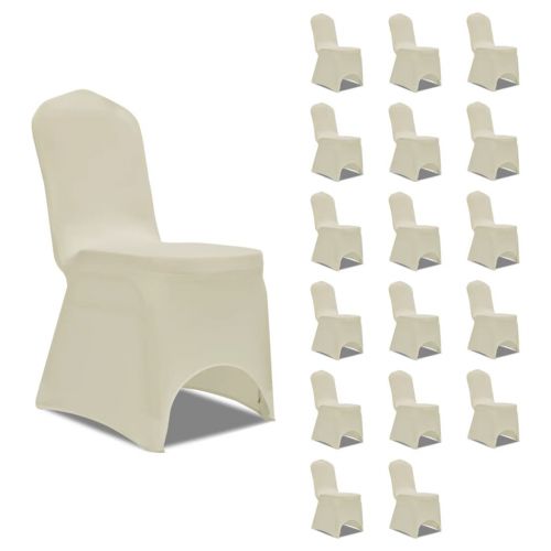 vidaXL Elastyczne pokrowce na krzesła, kremowe, 18 szt.