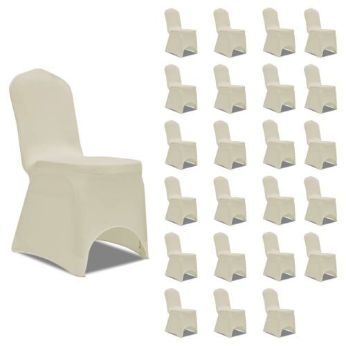 vidaXL Elastyczne pokrowce na krzesła, kremowe, 24 szt.