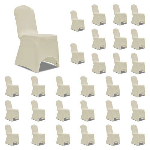 vidaXL Elastyczne pokrowce na krzesła, kremowe, 30 szt.