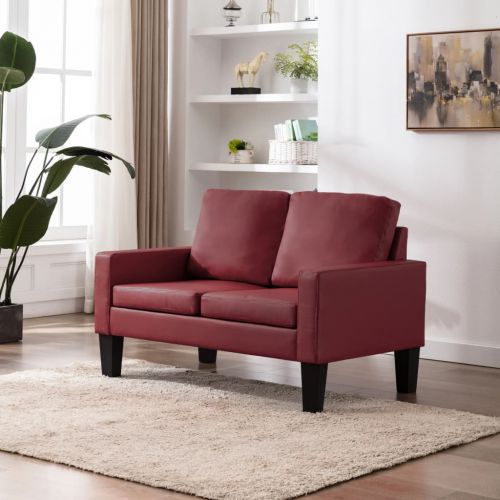 vidaXL 2-osobowa sofa, winna czerwień, sztuczna skóra