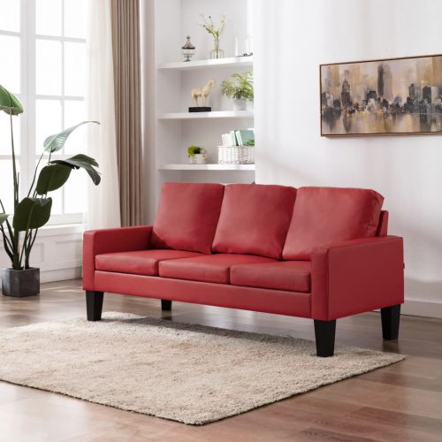 vidaXL 3-osobowa sofa, czerwona, sztuczna skóra
