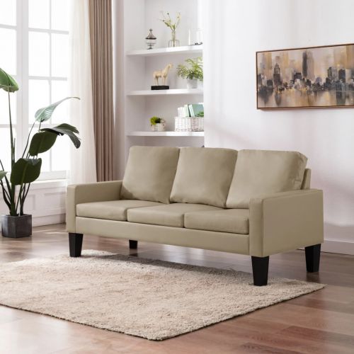 vidaXL 3-osobowa sofa, cappuccino, sztuczna skóra