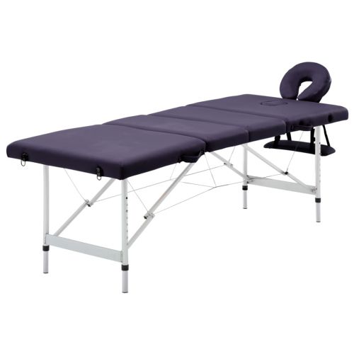 vidaXL Składany stół do masażu, 4 strefy, aluminiowy, fioletowy