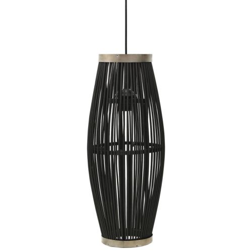 vidaXL Lampa wisząca, czarna, wiklinowa, 40 W, 23x55 cm, owalna, E27