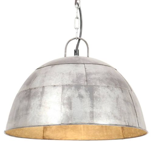 vidaXL Industrialna lampa wisząca, 25 W, srebrna, okrągła, 41 cm, E27