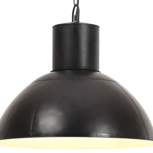 vidaXL Lampa wisząca, 25 W, czarna, okrągła, 48 cm, E27