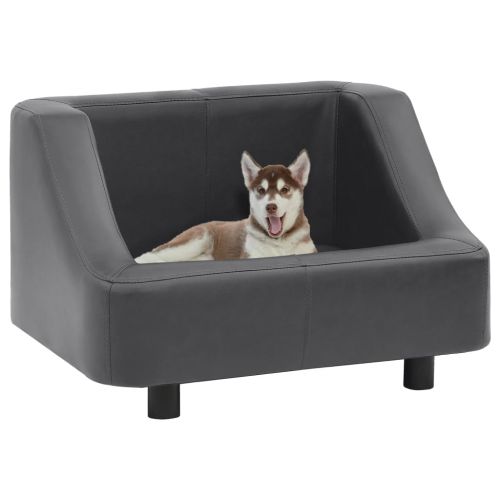 vidaXL Sofa dla psa, szara, 67x52x40 cm, sztuczna skóra