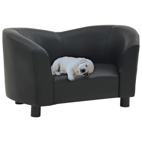 vidaXL Sofa dla psa, czarna, 67x41x39 cm, sztuczna skóra